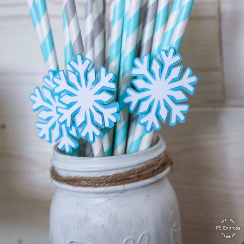 onederland straws snowflake decor frozen party decor frozen straws snowflake party snowflake straws frozen birthday