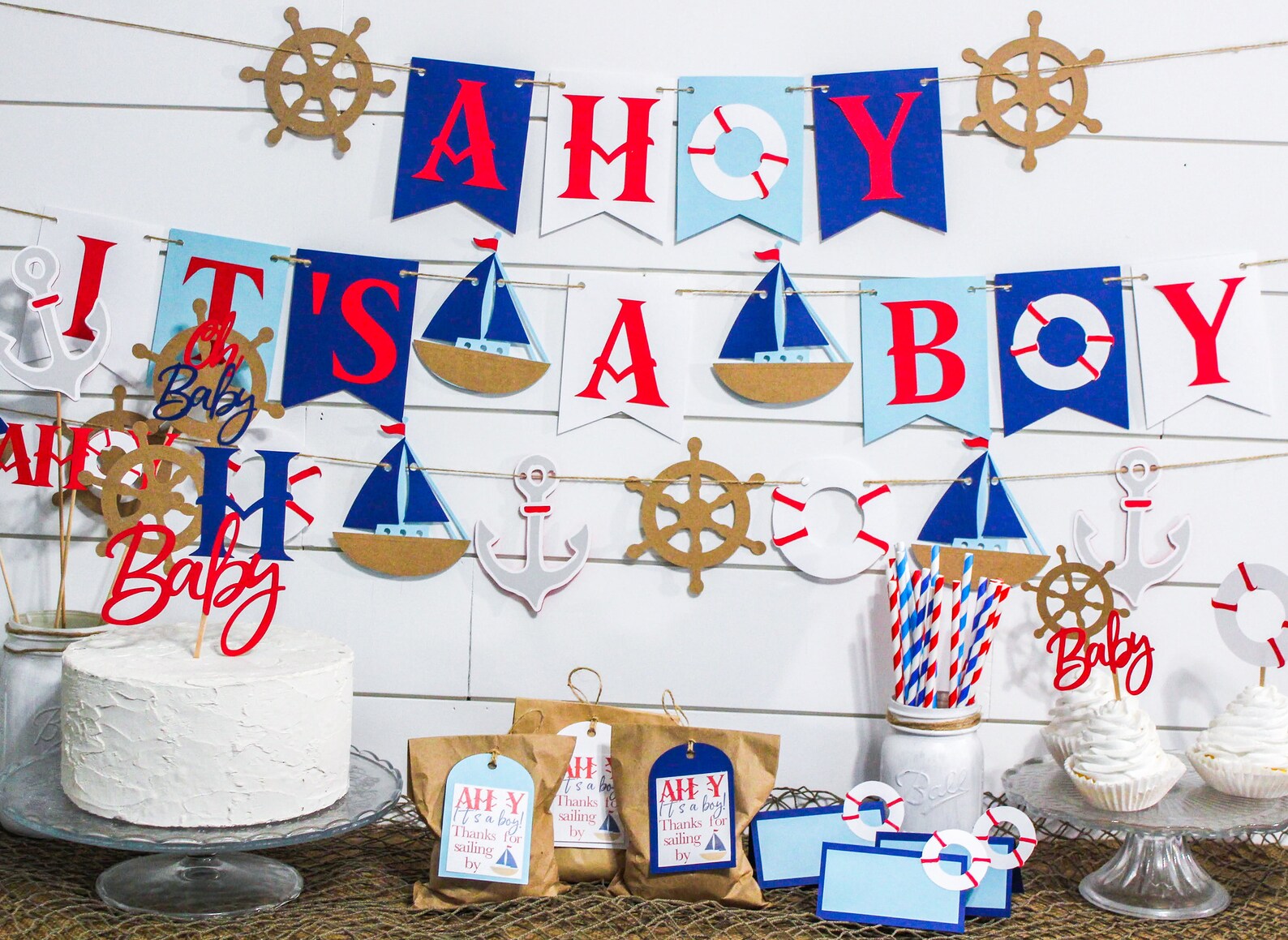 Ahoy Its a Boy Decor Ahoy Its a Boy Nautical Baby Shower Etsy