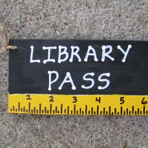 Teacher Gifts Library Pass Black with Ruler