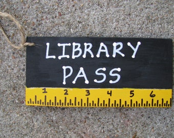 Teacher Gifts Library Pass Black with Ruler