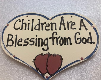 Wood Heart Children are a Blessing from God