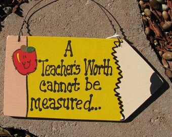 Teacher Gifts 22 Wooden Pencil A Teacher's Worth Cannot Be Measured