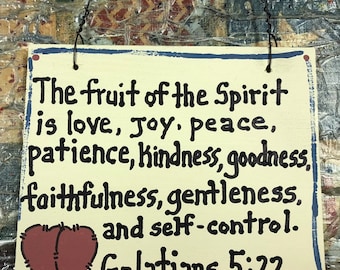 Crafts Wood Scripture Sign  4003 Galations 5:22  The Fruit of the Spirit is Love,Joy