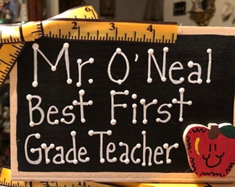 Teacher Gifts  2762ER  (Teachers  Name) Best First Grade Teacher Supply Wood Box