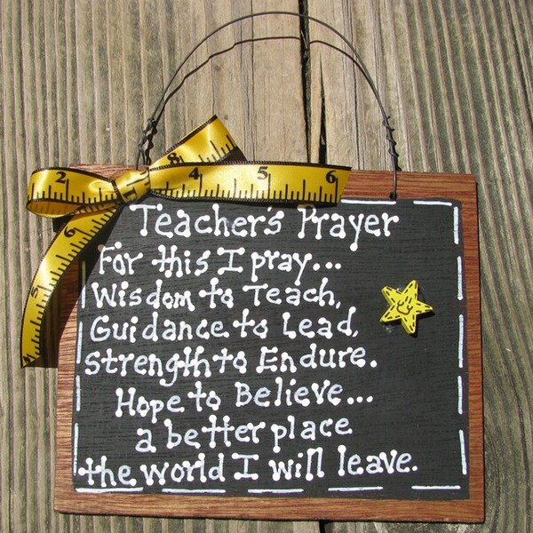 Teacher Gifts S197 Wood Teacher Prayer Slate