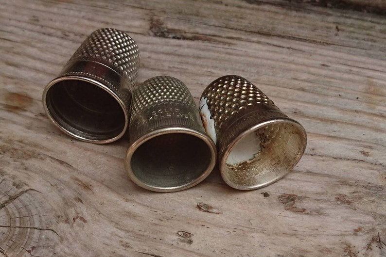 Lot of Three Vintage Thimbles Etsy