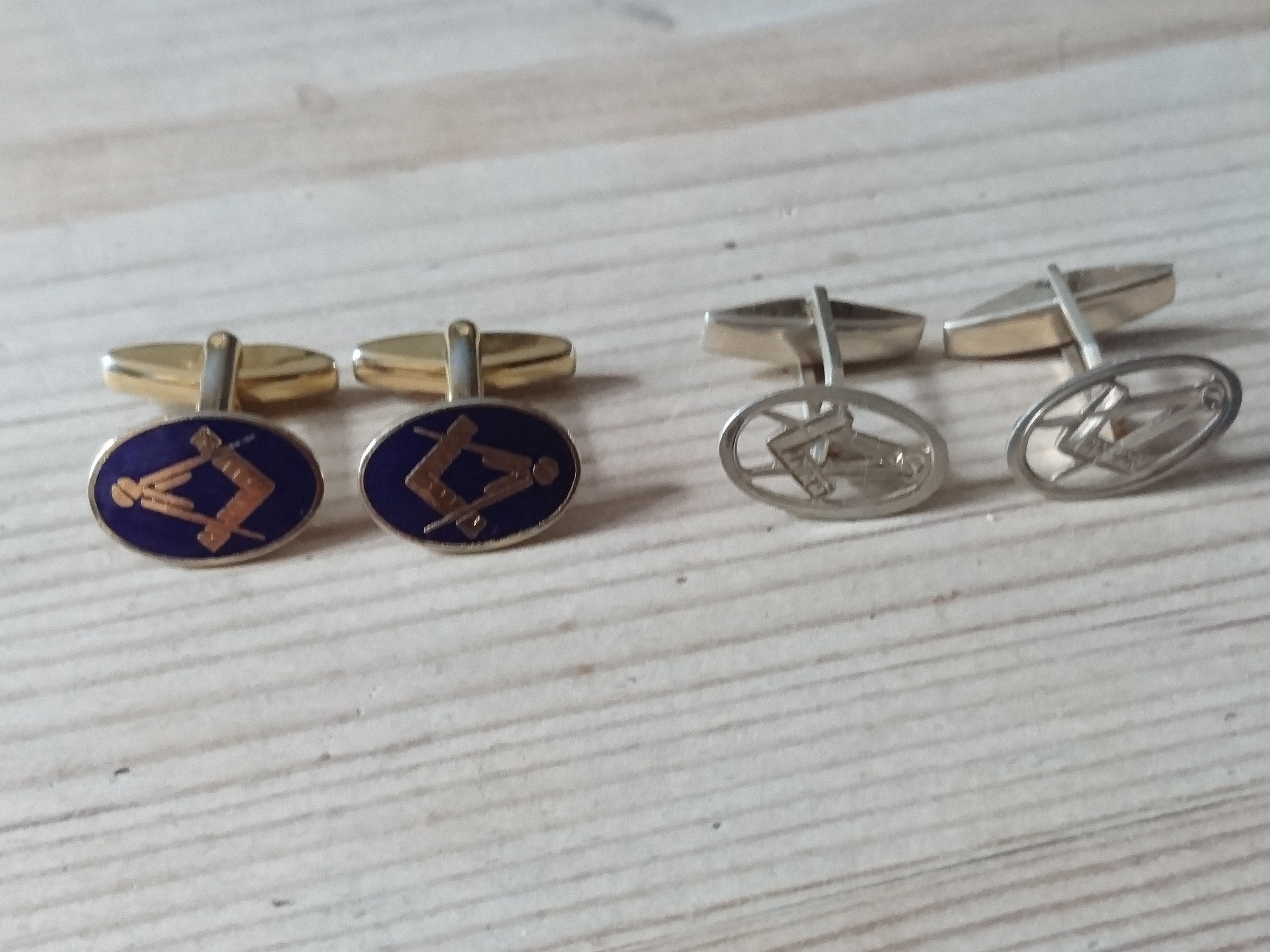 STERLING SILVER ENAMEL MASONIC CUFFLINKS STERLING SILVER ENAMEL MASONIC CUFFLINKS