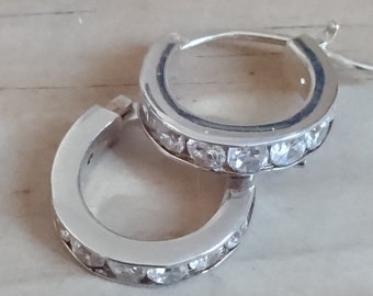 Sterling silver and cz hoop earrings
