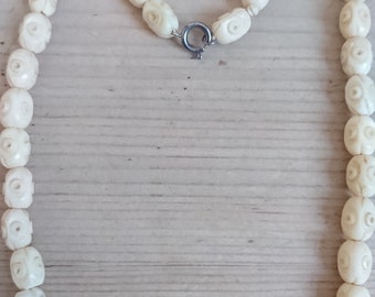 Vintage carved bone bead necklace