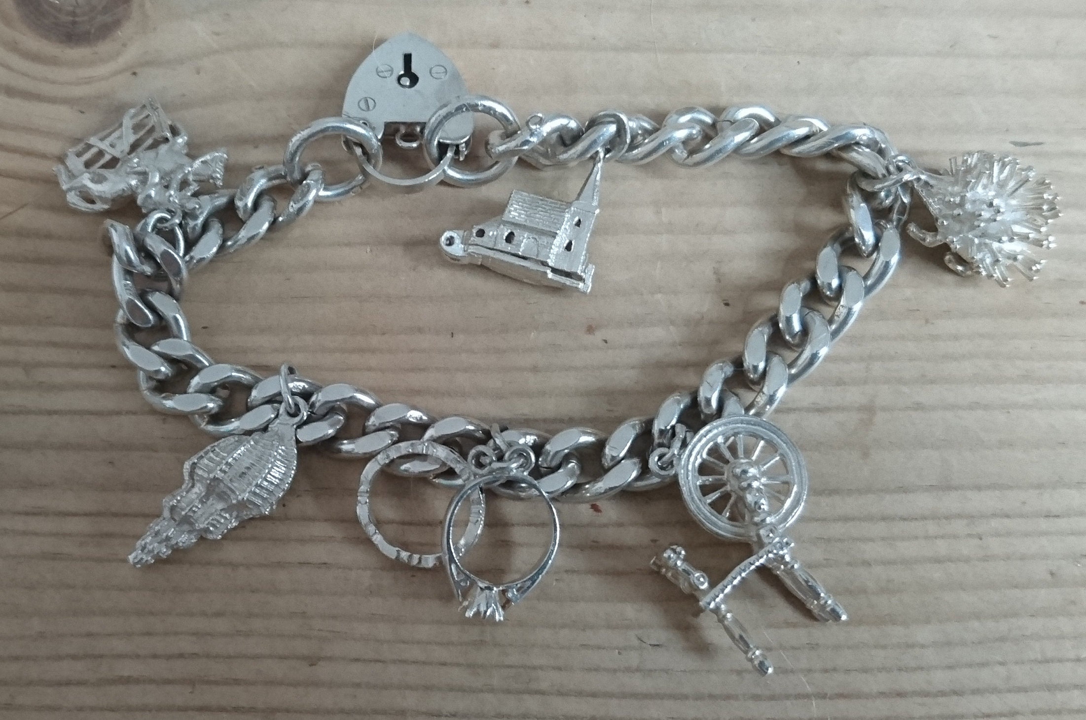 Pulsera vintage de amuleto plata de ley maciza con seis - Etsy España