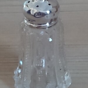 Antique sterling silver topped glass salt shaker image 2