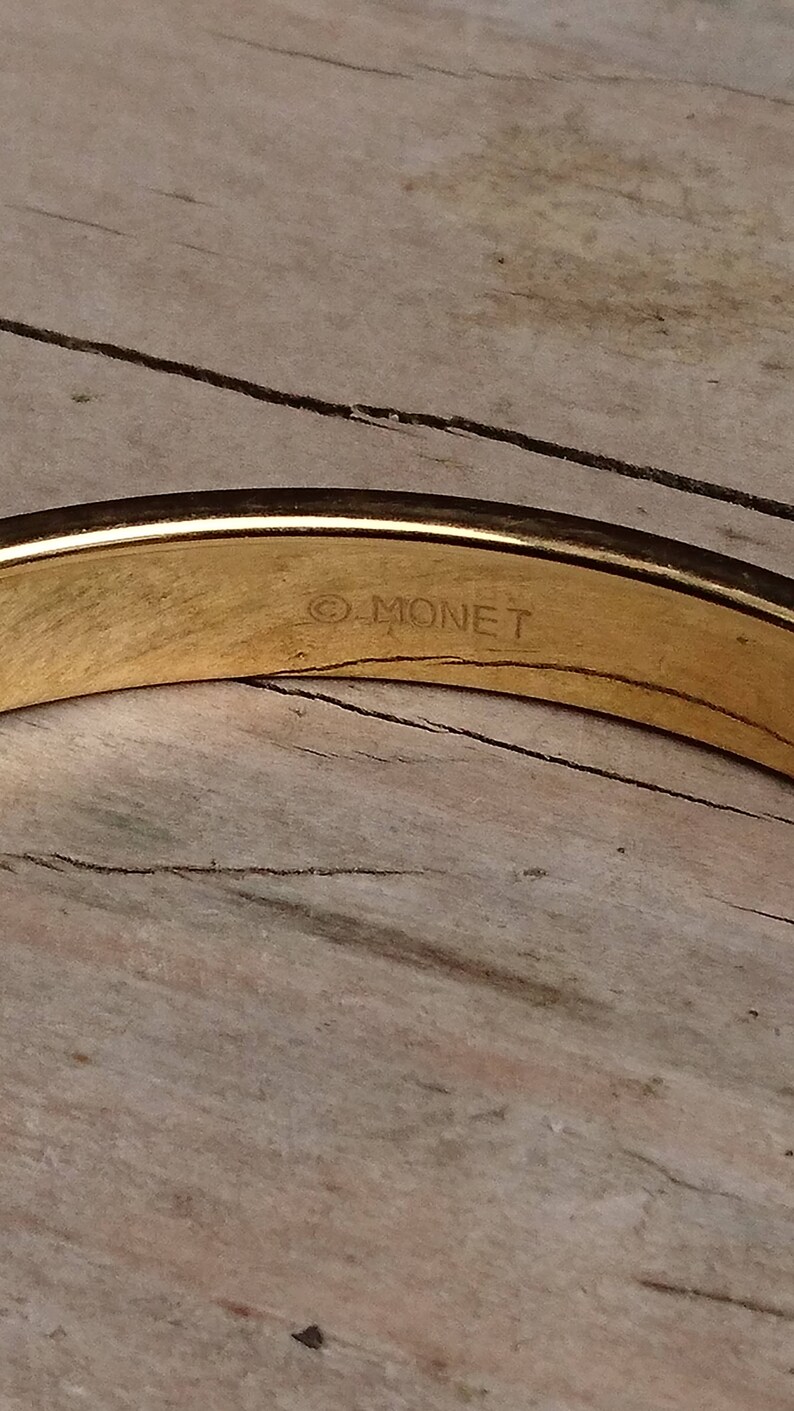 Vintage black and gold enamel Monet bangle