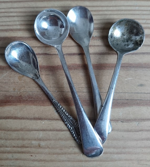 Four Vintage Epns Salt/condiment Spoons Etsy