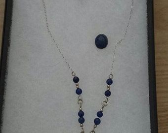 Boxed Scottish made sterling silver and gemstone necklace and earrings set