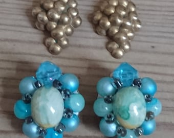 Two pairs of vintage clip on earrings