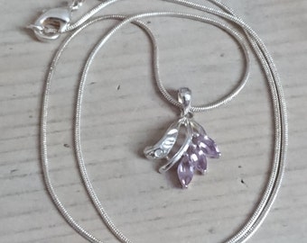 Vintage amethyst and sterling silver pendant and chain