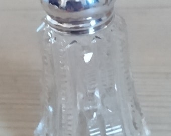 Antique sterling silver topped glass salt shaker