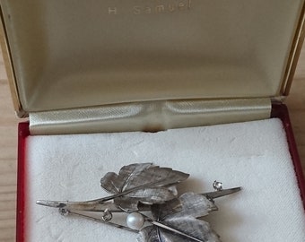 Sterling silver and rhinestone brooch