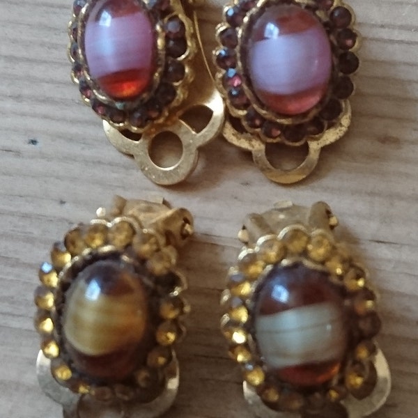 Two pairs of vintage clip on earrings