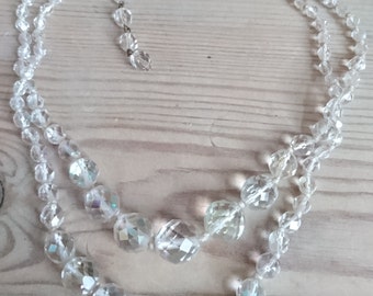 Vintage faceted glass two strand necklace