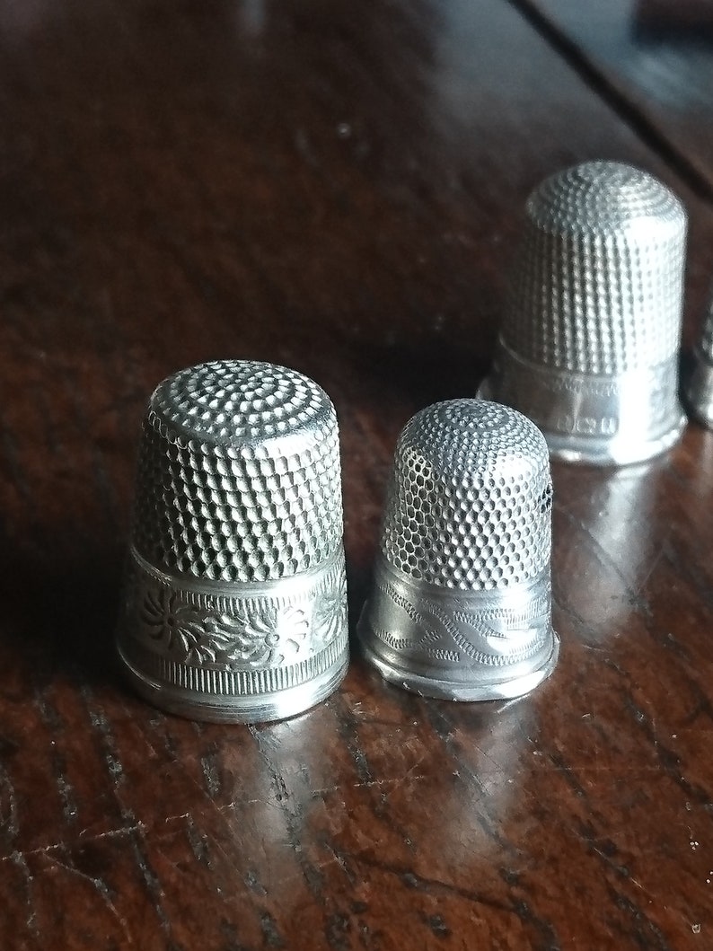 Four Vintage Silver Thimbles Etsy