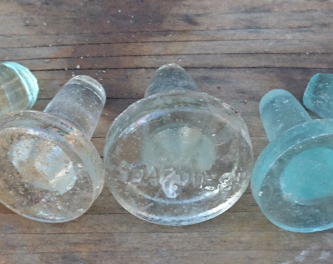 Five Vintage Glass Bottle Stoppers Etsy
