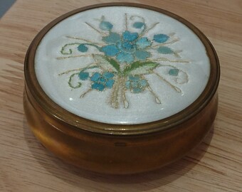 Vintage embroidered lid trinket box
