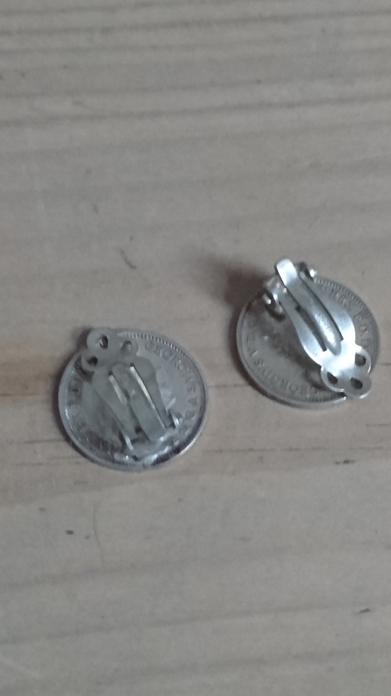 Vintage silver three pence coin earrings