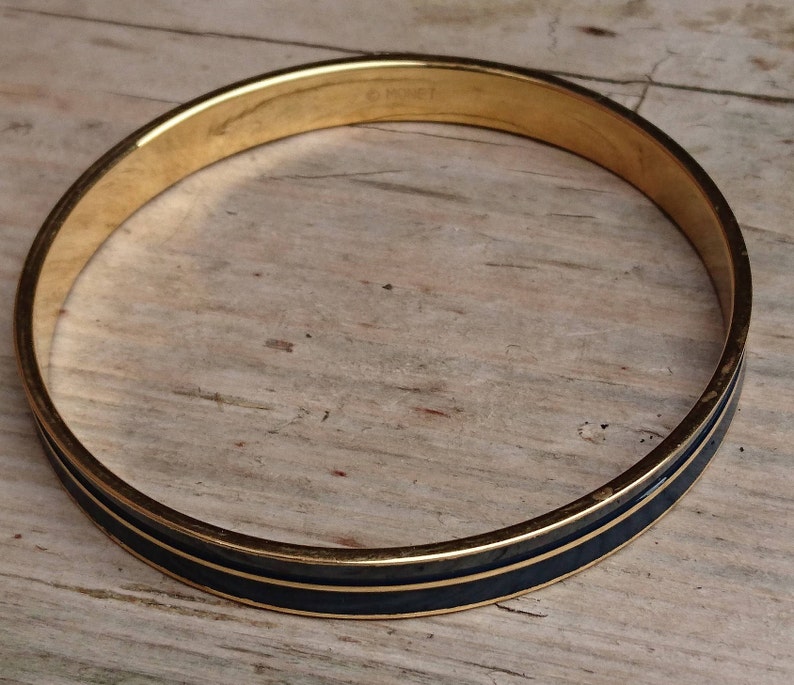 Vintage black and gold enamel Monet bangle