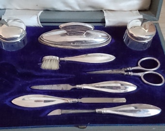 Antique boxed manicure, vanity set