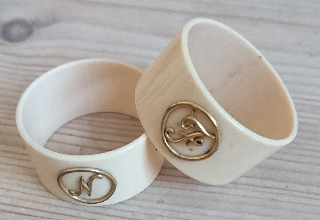 Two Monogrammed Napkin Rings Etsy