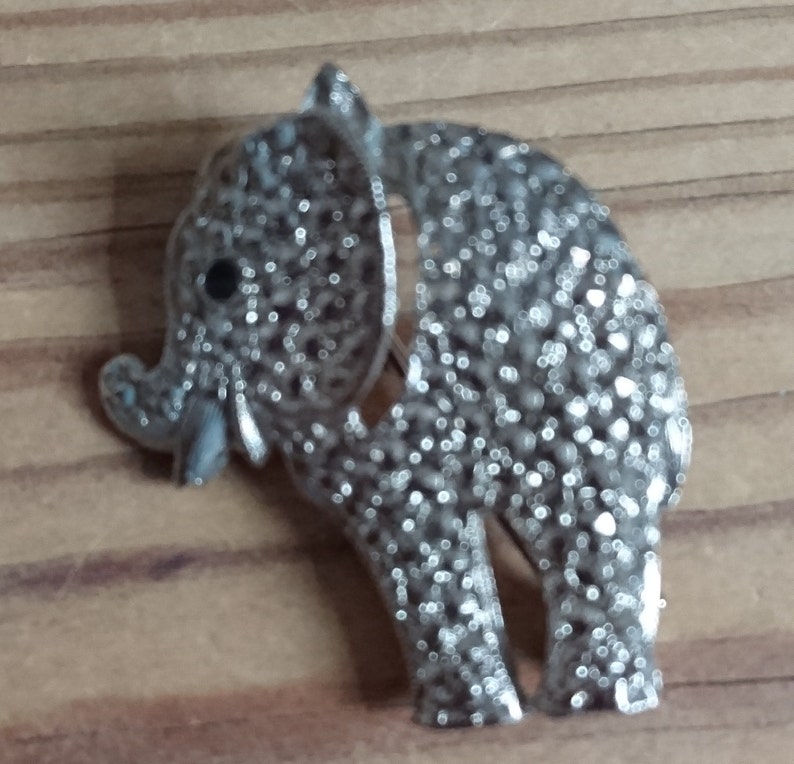 Marcasite elephant brooch