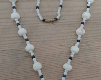 Vintage carved bone bead necklace