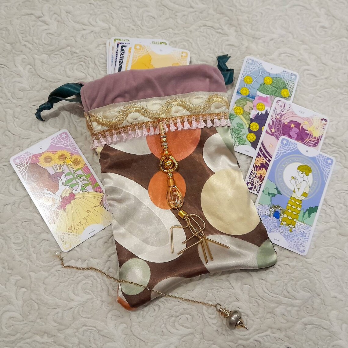 Colorful Drawstring Bag Handmade Tarot Bag Tarot Deck Bag Etsy