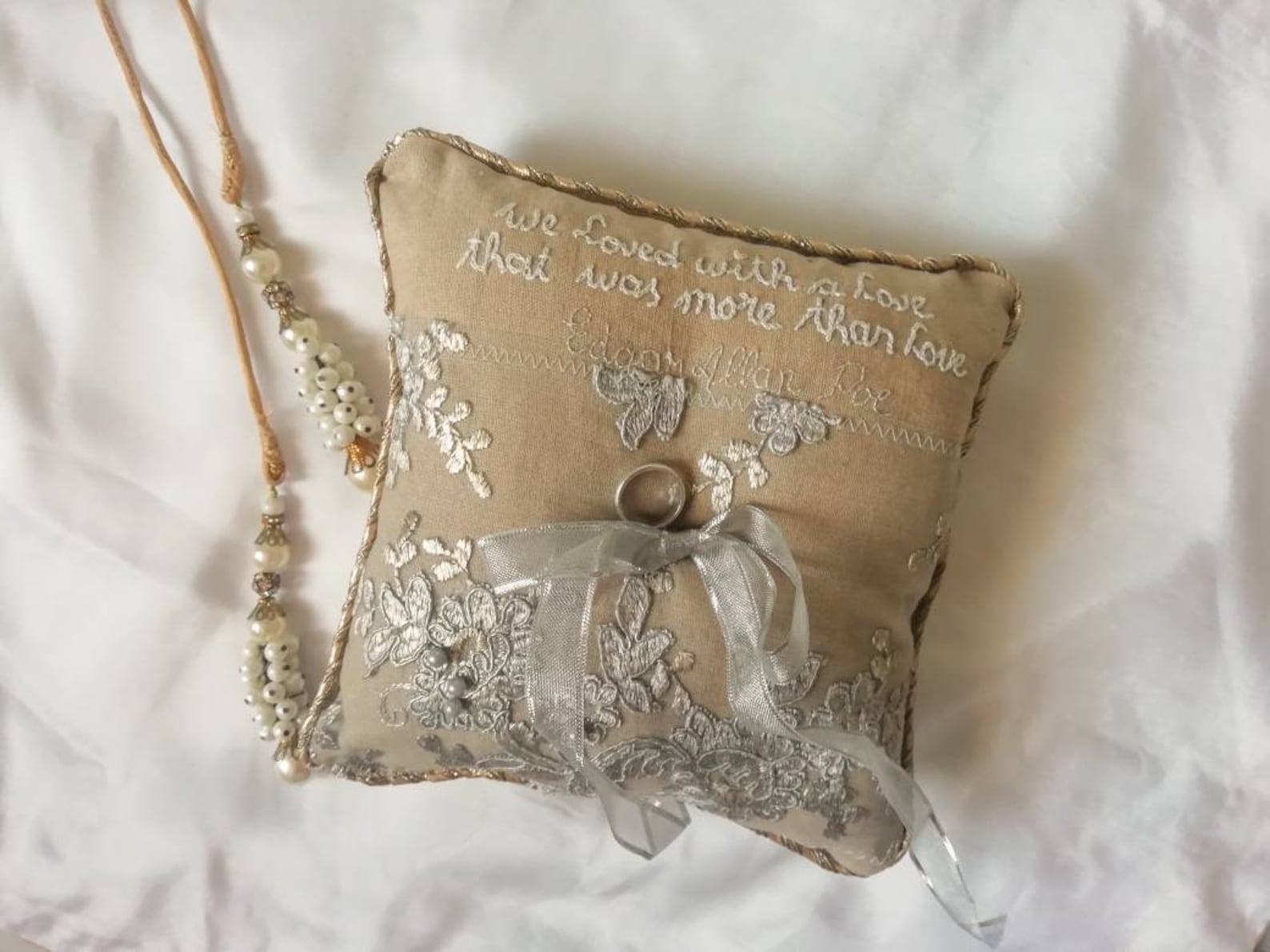 Ring Bearer Pillow Rustic Wedding Embroidered Pillow Etsy