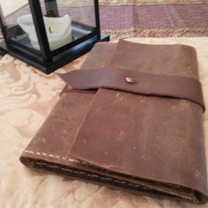 OIled Leather refillable Journal with unique strap and button stud closure