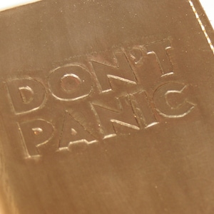 Refillable Leather Journal Cover &quot;Don&#39;t Panic&quot;