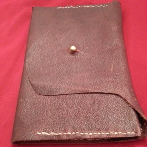 Leather refillable journal cover with large flap and stud closure