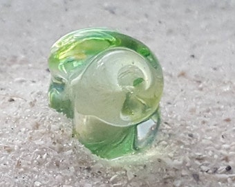 2.8mm hole Yellow Green Uranium glass handmade etched lampwork bead 15mm X 10mm seaglass bead Sanibel and Captiva Beach sand in glass