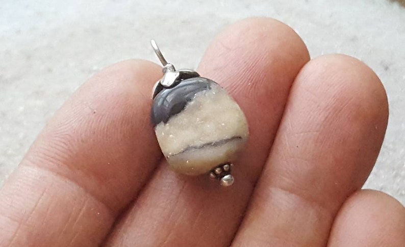 browntanbeige 18 925 chain. OOAK mini beach pebble handmade glass bead necklace real beach sand fused in the glass