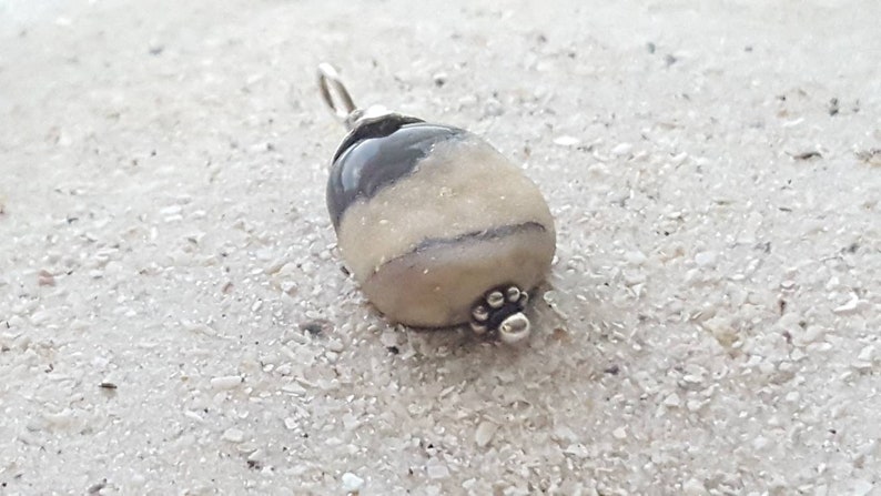 browntanbeige 18 925 chain. OOAK mini beach pebble handmade glass bead necklace real beach sand fused in the glass