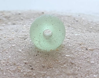 Seafoam green handmade glass bead (infused with sanibel beach sand) on 18" sterling chain.