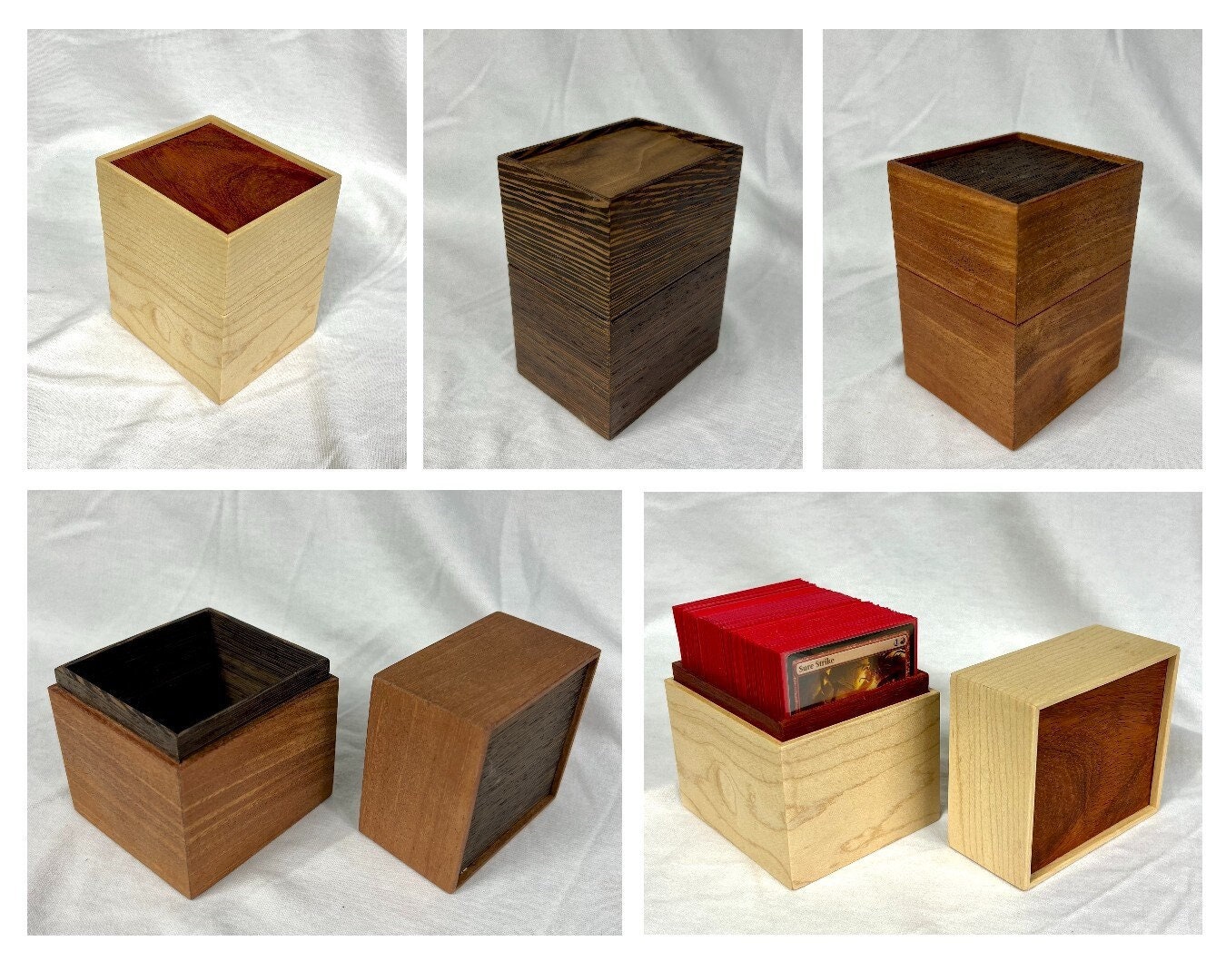 Wooden Trading Card Deck Box | Includes 12 Removable Dividers | Fits up to  1125 Sleeved Cards | Handmade (Box Shown in Oak)