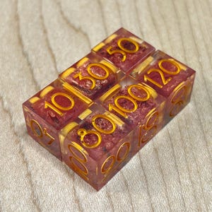 6 Piece Damage Counter Sawdust Dice Set