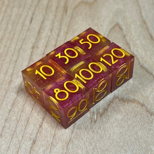 6 Piece Damage Counter Sawdust Dice Set