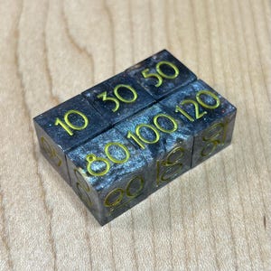 6 Piece Damage Counter Sawdust Dice Set