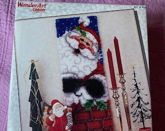 Vintage Caron Latch Hook Kit #4654 Santa's Arrival  12 x 30 New Old Stock