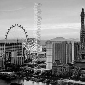 Las Vegas Sphere Skyline at Dawn - B&W Travel Photography