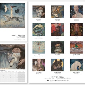 Wall Calendar 2024 Lucy Campbell Art, A3 size, ring bound wall calendar image 1