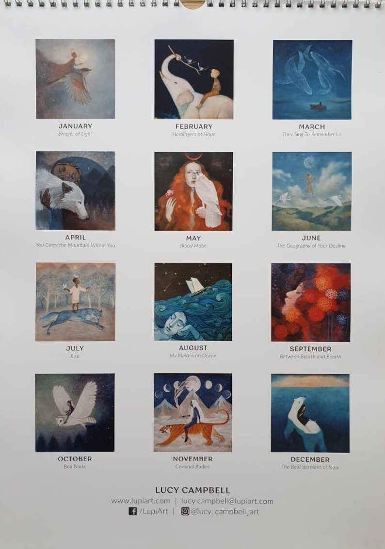 2 x Wall Calendar 2022 Lucy Campbell Art A3 size ring bound Etsy